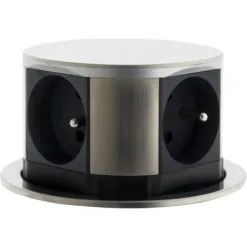 Bloc Multiprise Encastrable Compact 4 Prises 16A 2P+T - Finition Inox - Otio