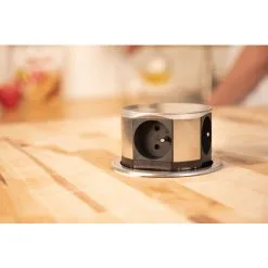 Bloc Multiprise Encastrable Compact 4 Prises 16A 2P+T - Finition Inox - Otio -OTIO Soldes Boutique 2010382 5