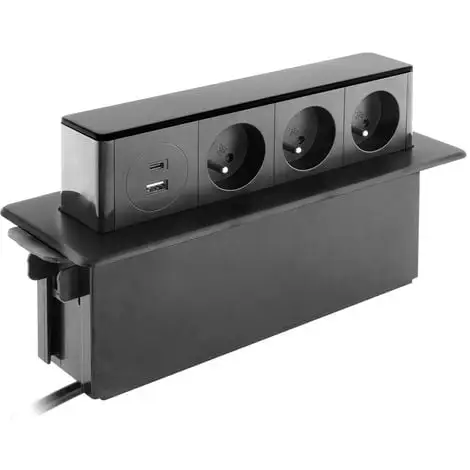 Bloc Multiprise Encastrable 3x 16A 2P+T Avec 2 Ports USB - Otio 1 Bloc Multiprise Encastrable 3x 16A 2P+T Avec 2 Ports USB - Otio