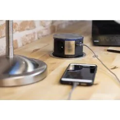 Bloc Multiprise Encastrable Compact LED 3 Prises 16A 2P+T & 2x USB - Finition Inox - Otio -OTIO Soldes Boutique 3642312 4